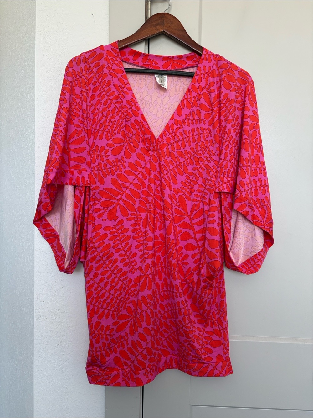 TRINA TURK TRELLIS COVER UP DRESS SWIM SUIT COVER UP PINK ORANGE WOMENS LARGE